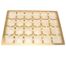 Gold PET Rectangle Inserts for 24 Chocolates